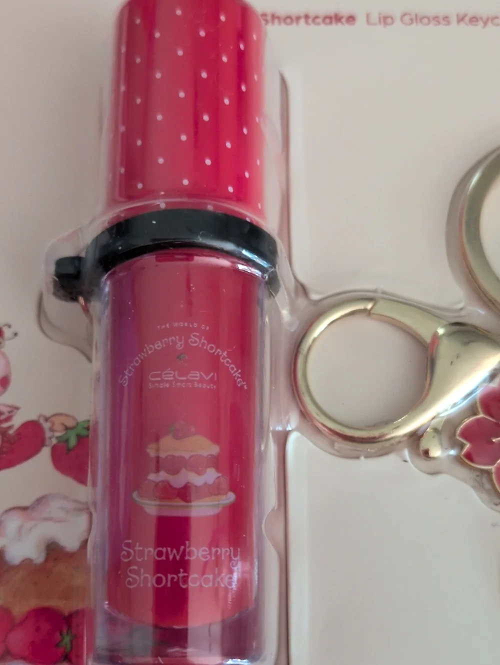 STRAWBERRY Shortcake Lip Gloss Delight with Strawberry Keychain Limited Edition